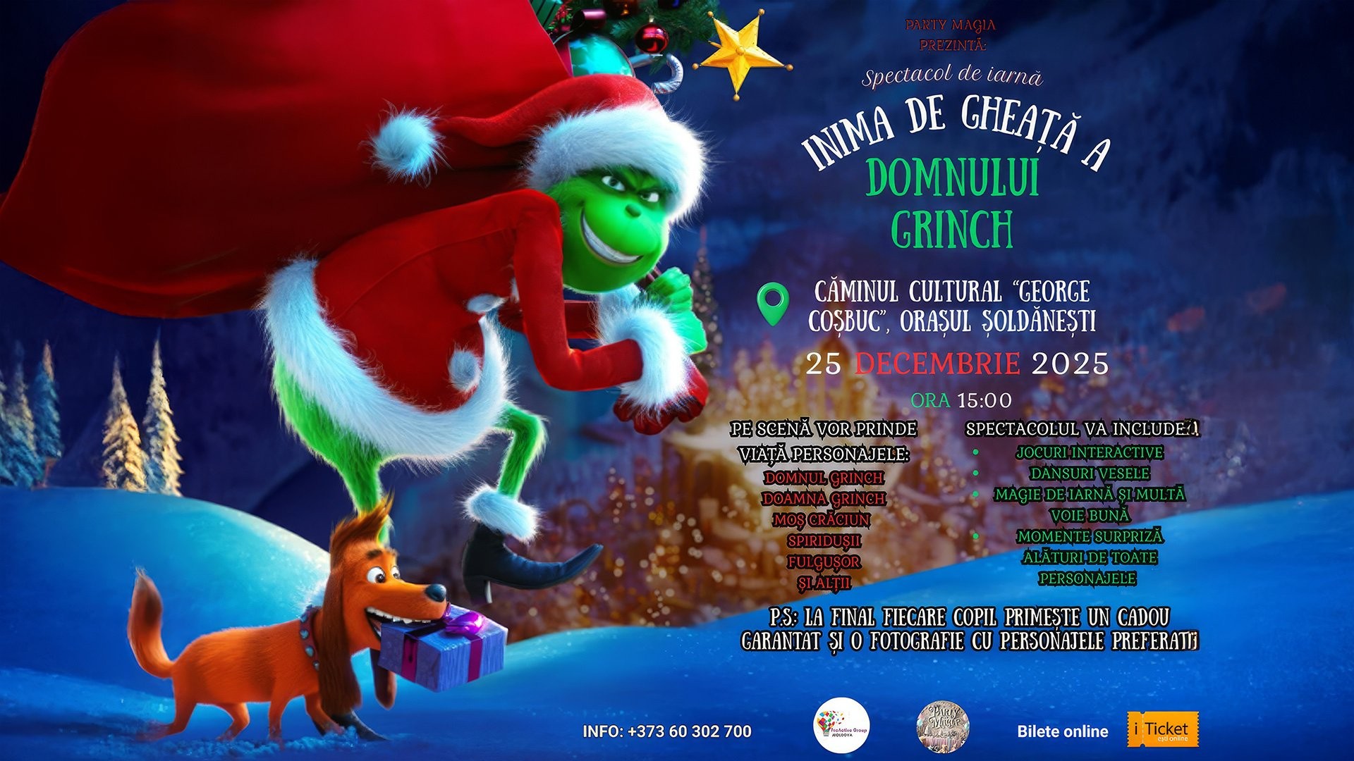 Inima de gheață a Domnului Grinch – Spectacol Interactiv de Crăciun, Șoldănești