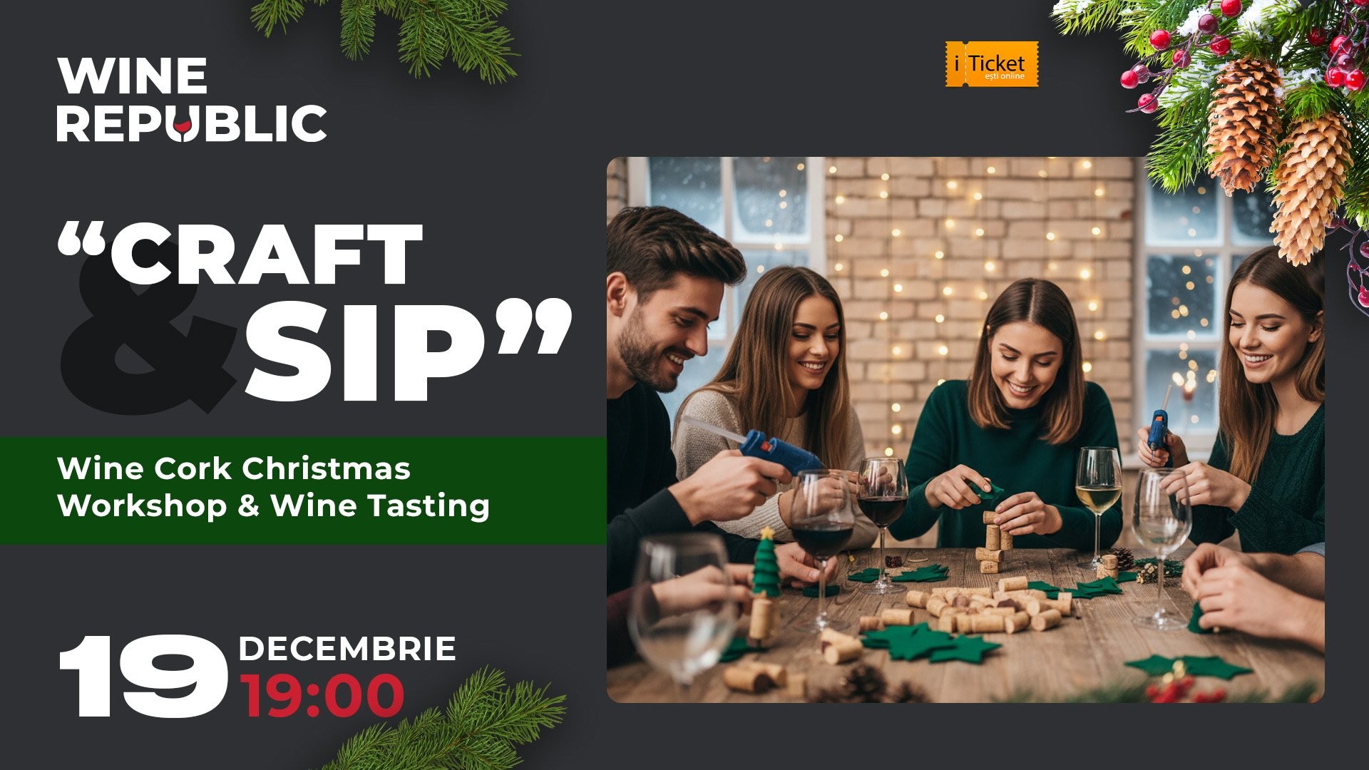 Craft & Sip: Wine Cork Christmas Workshop & Wine Tasting