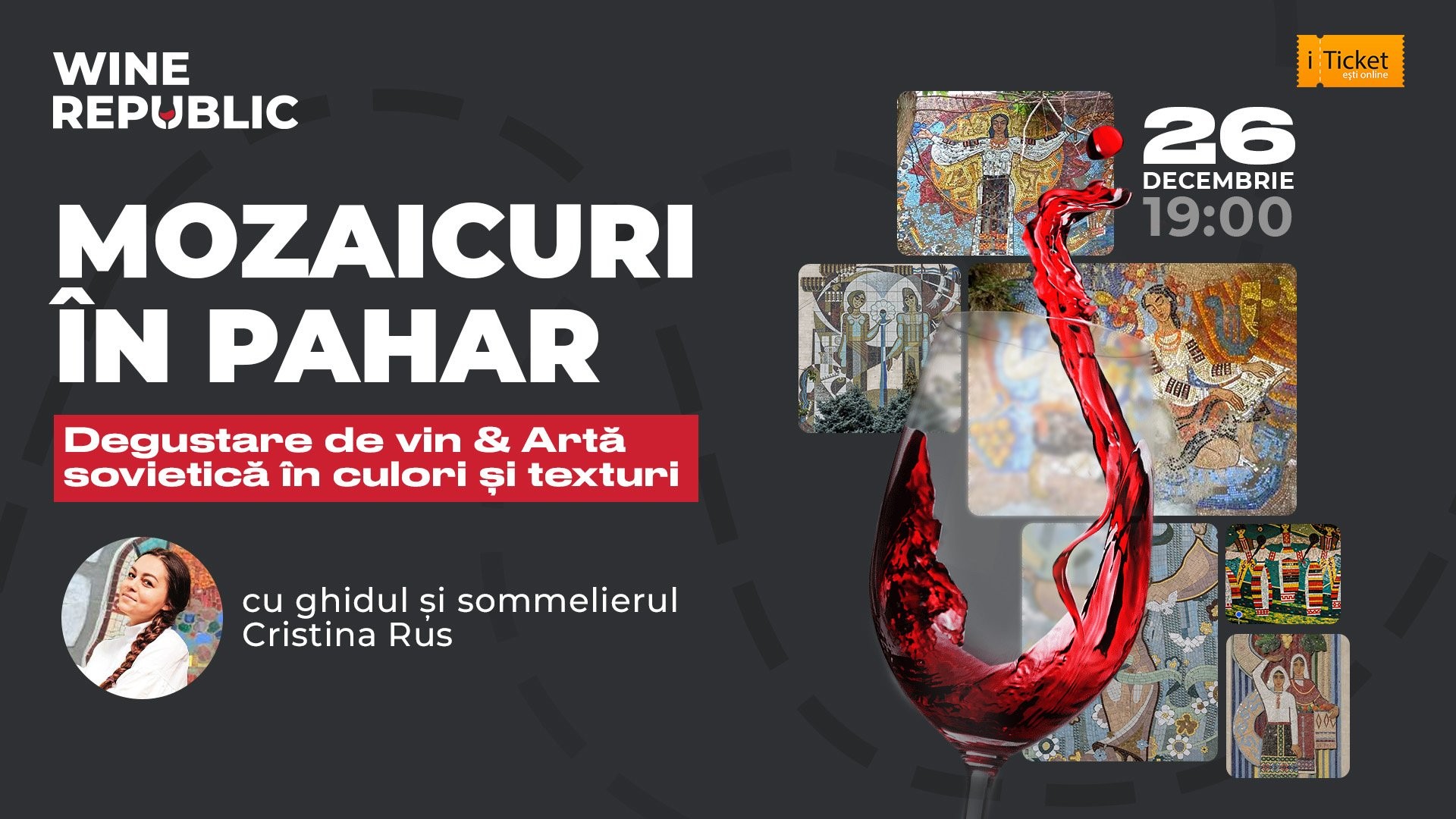 Mozaicuri în Pahar,  Degustare de vin & Artă sovietică în culori și texturi