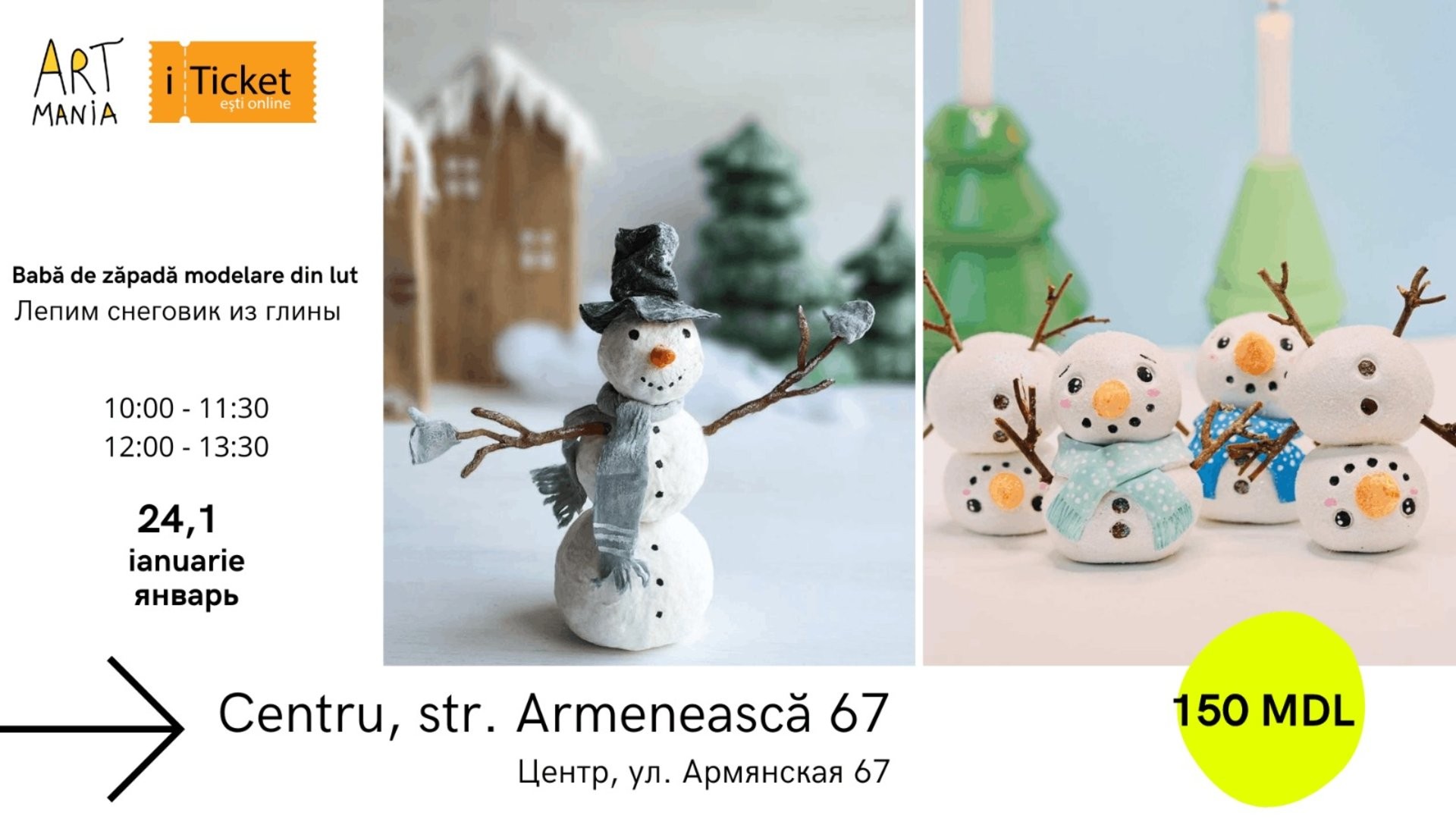 Atelier: Babă de zăpadă modelare din lut!