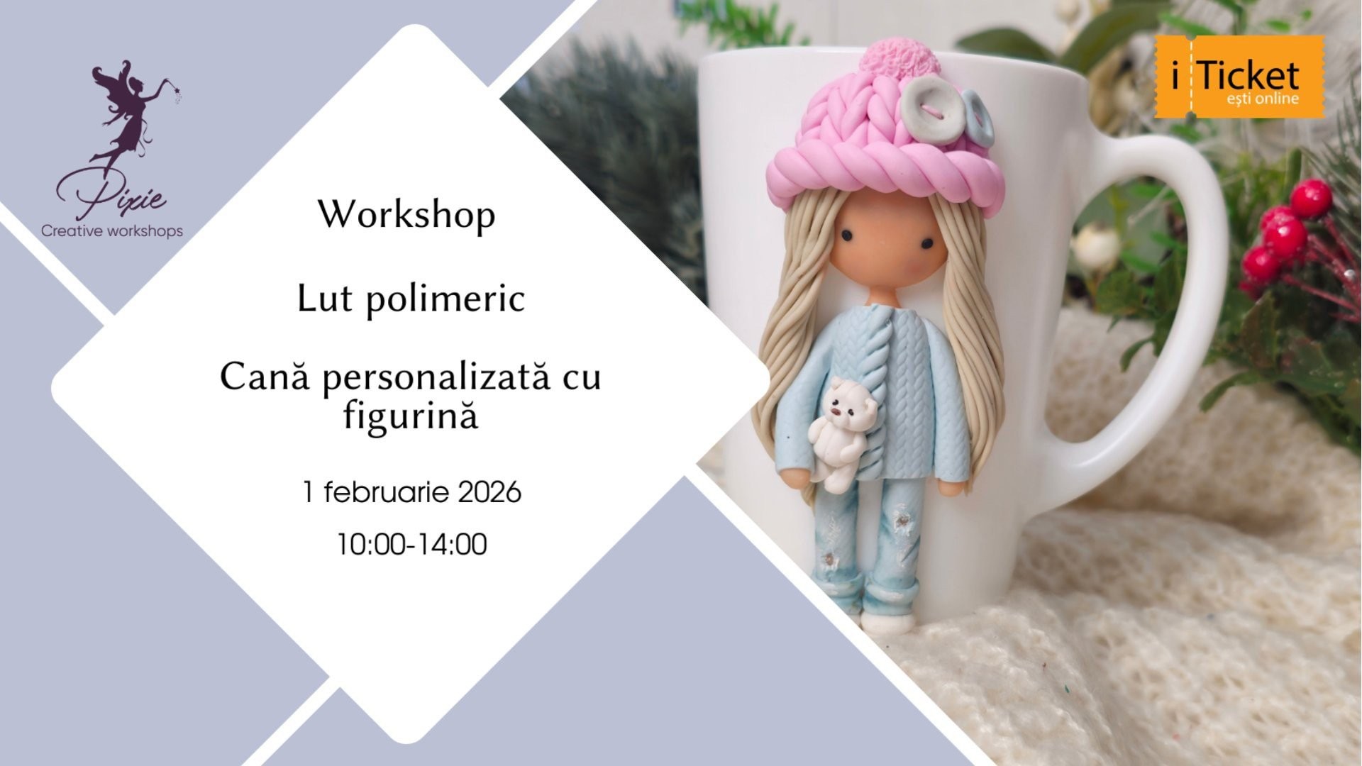 Atelier: Cană personalizată cu figurină din lut polimeric