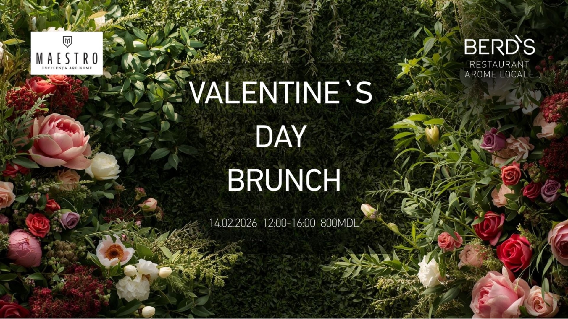Valentine`s Day Brunch la BERD`S Arome Locale în colaborare cu MAESTRO Wines si LIVE Music