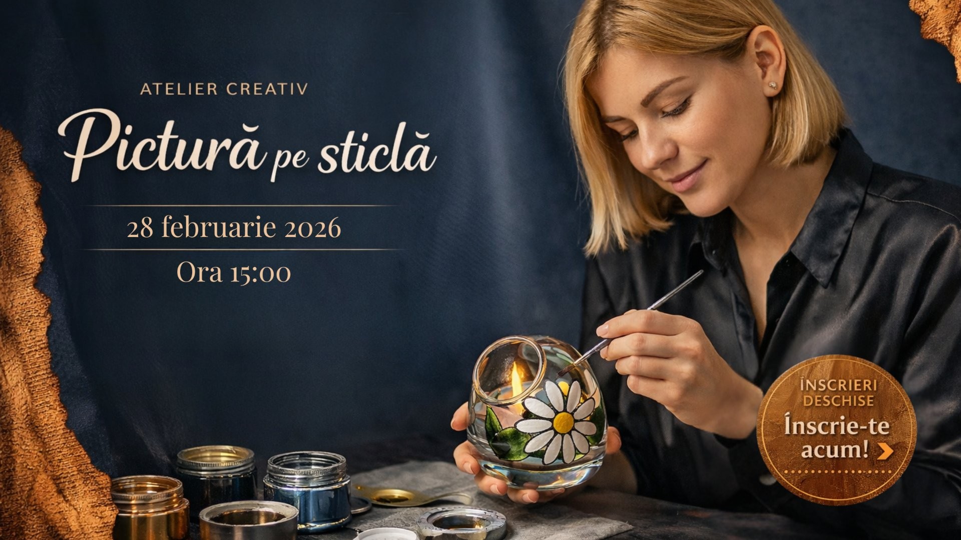 Atelier: Pictură pe sticlă/ workshop pentru suflet