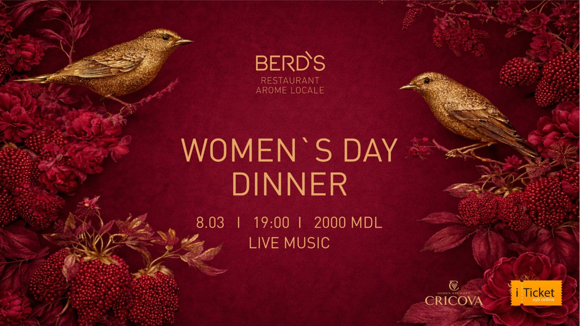 Cină de 8 Martie la Berd’s Arome Locale