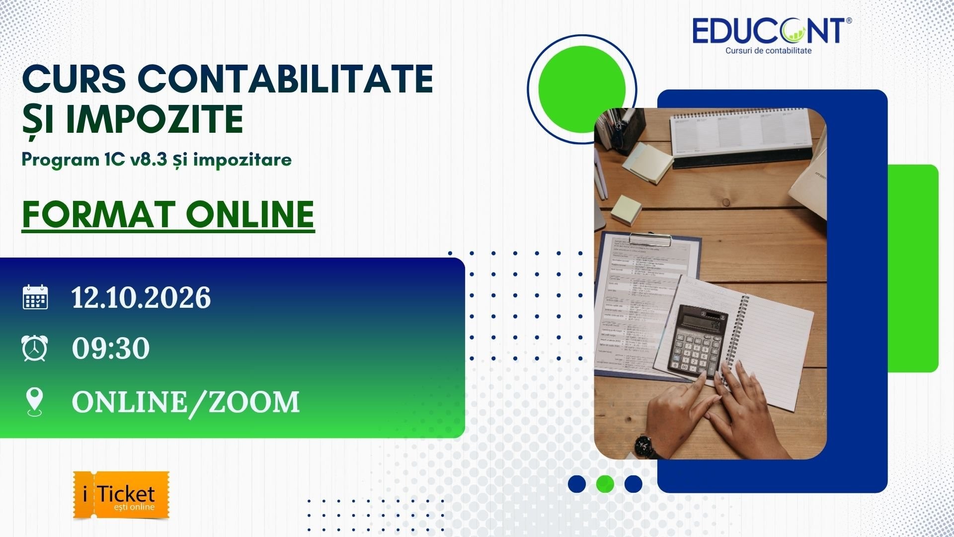 CURS CONTABILITATE + 1C 8.3 ONLINE din 12 OCTOMBRIE | EDUCONT
