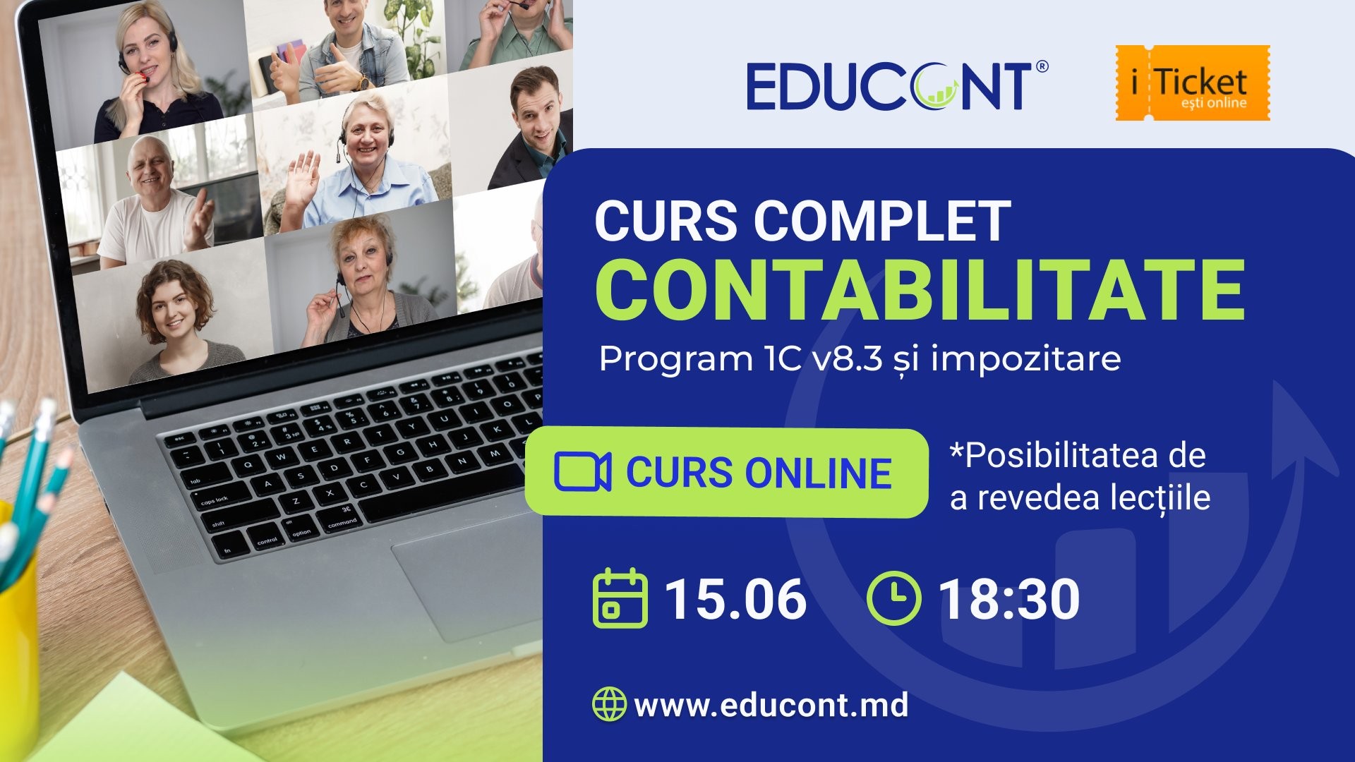 CURS CONTABILITATE + 1C 8.3 ONLINE din 15 IUNIE | EDUCONT