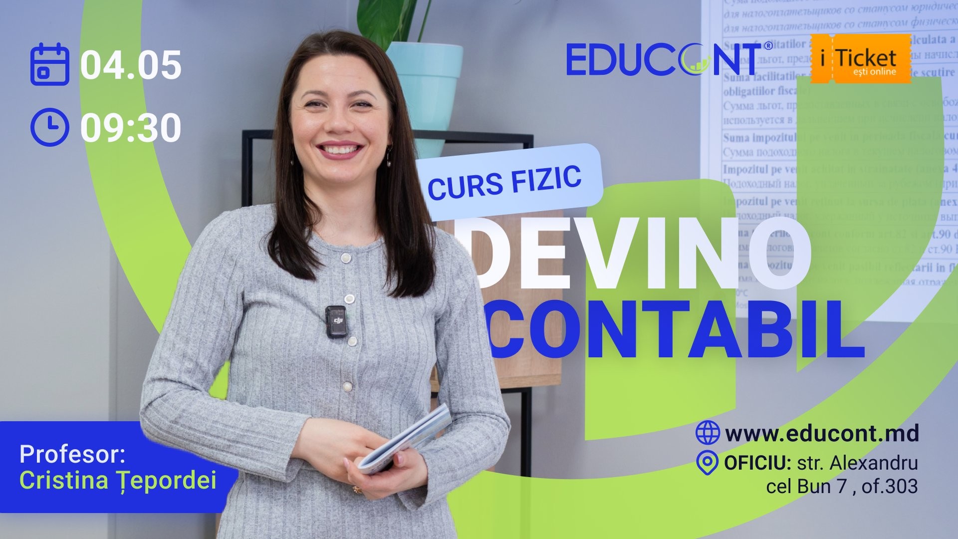 Curs Contabilitate +1C 8.3, Taxe și impozite din 04 MAI | FIZIC | 09:30 | EDUCONT