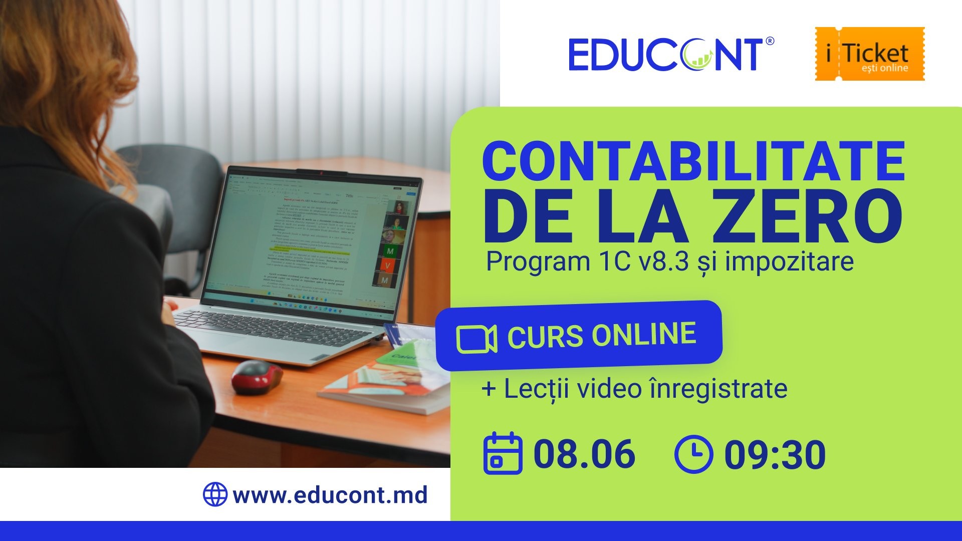 CURS CONTABILITATE + 1C 8.3 ONLINE din 08 IUNIE | EDUCONT