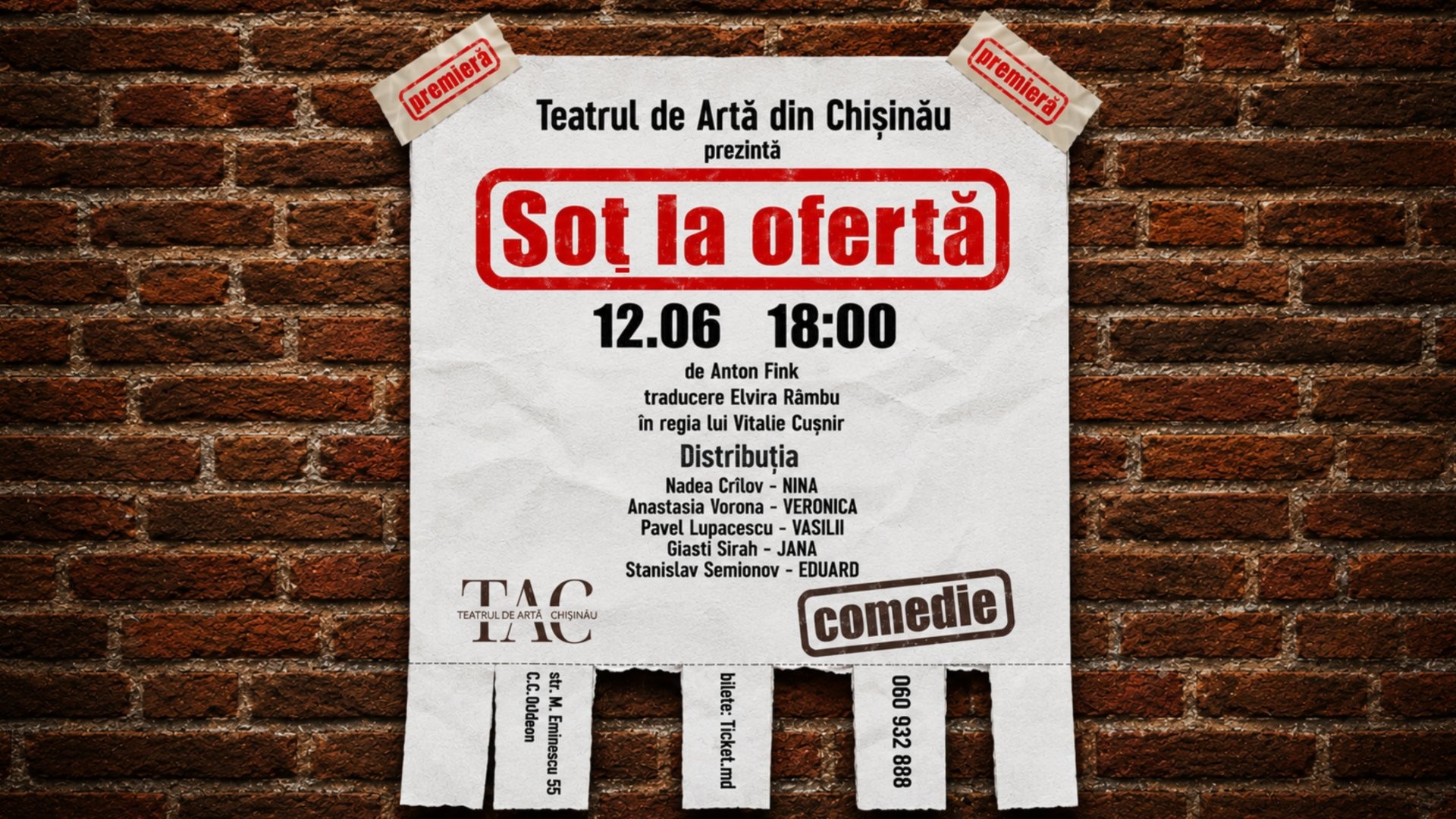 PREMIERĂ! ”Soț la Ofertă”  | 12 IUNIE 2026 | 18-00 |