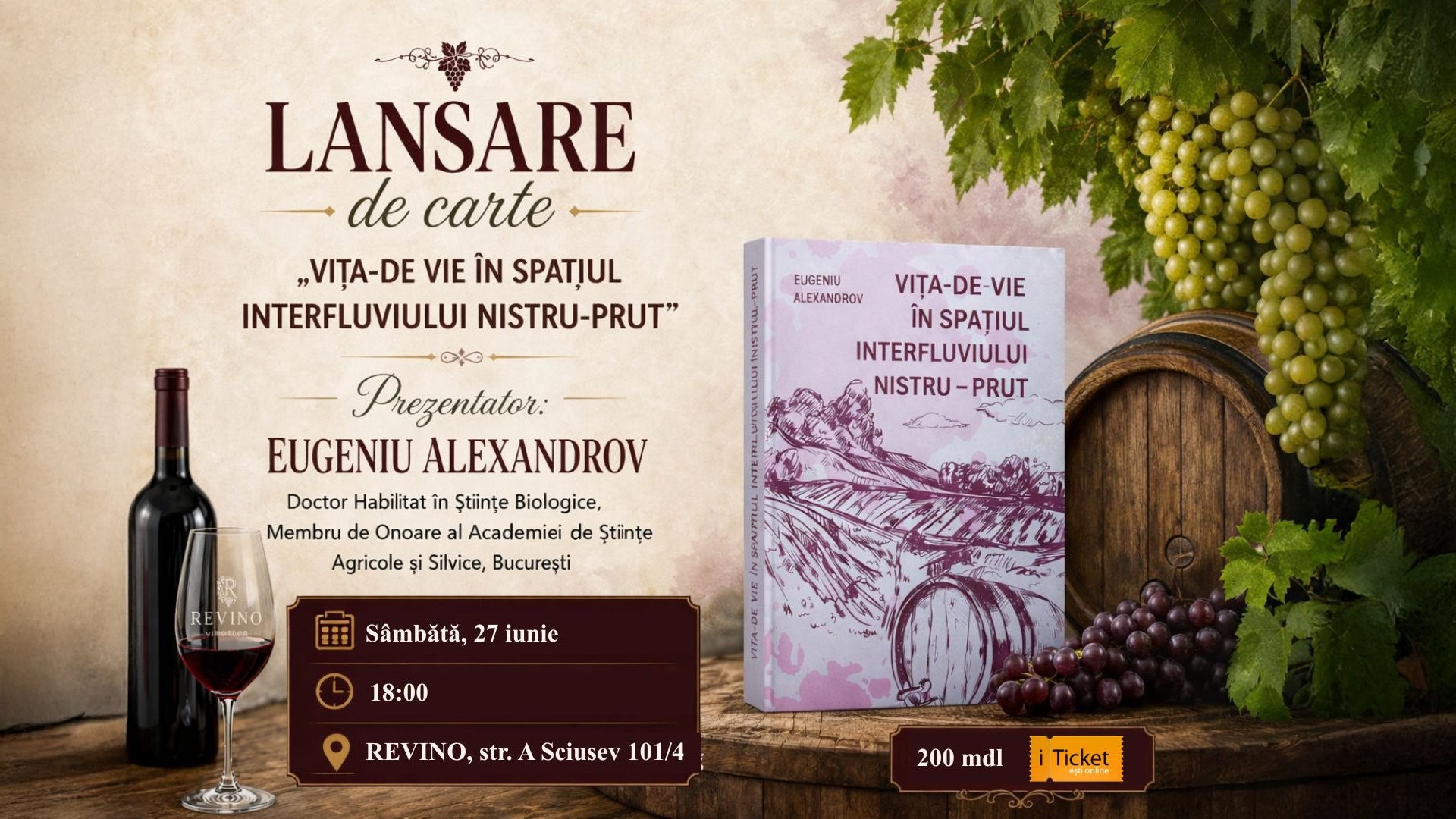 Lansare de carte: „Vița-de-vie în spațiul interfluviului Nistru-Prut”