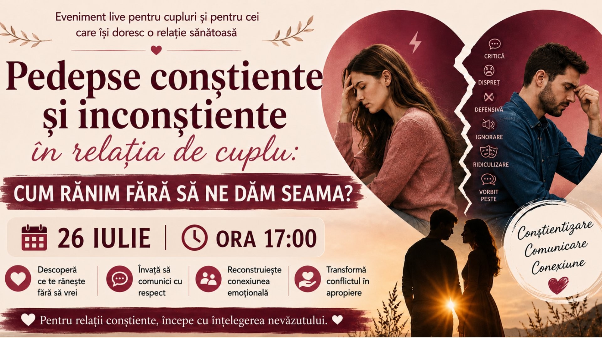 Pedepse conștiente și inconștiente în relația de cuplu: Cum rănim fără să ne dăm seama și cum putem alege conștient să ne iubim?