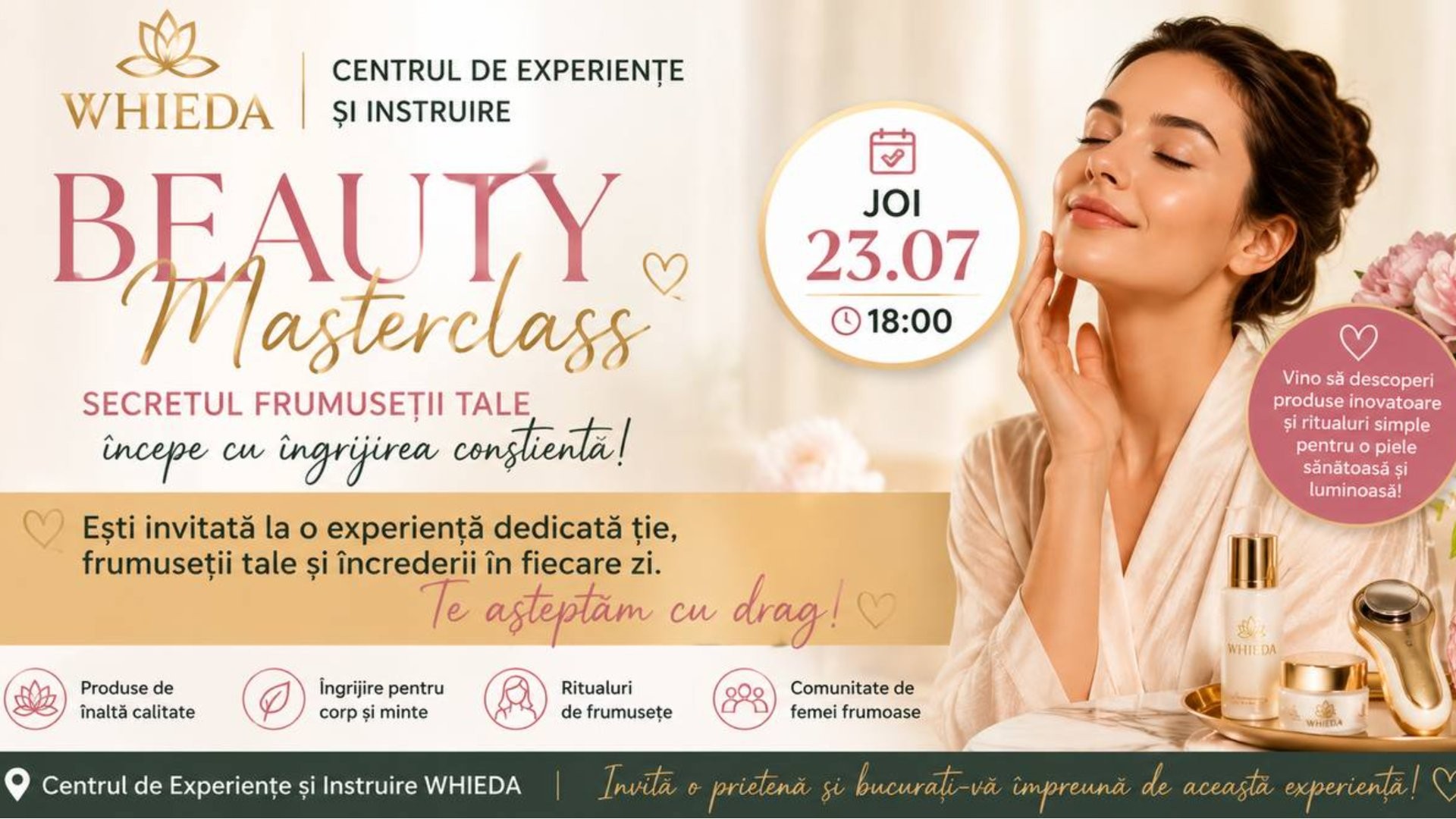 Beauty Masterclass pentru femei - O seară dedicată frumuseții tale -  23 iulie 18:00
