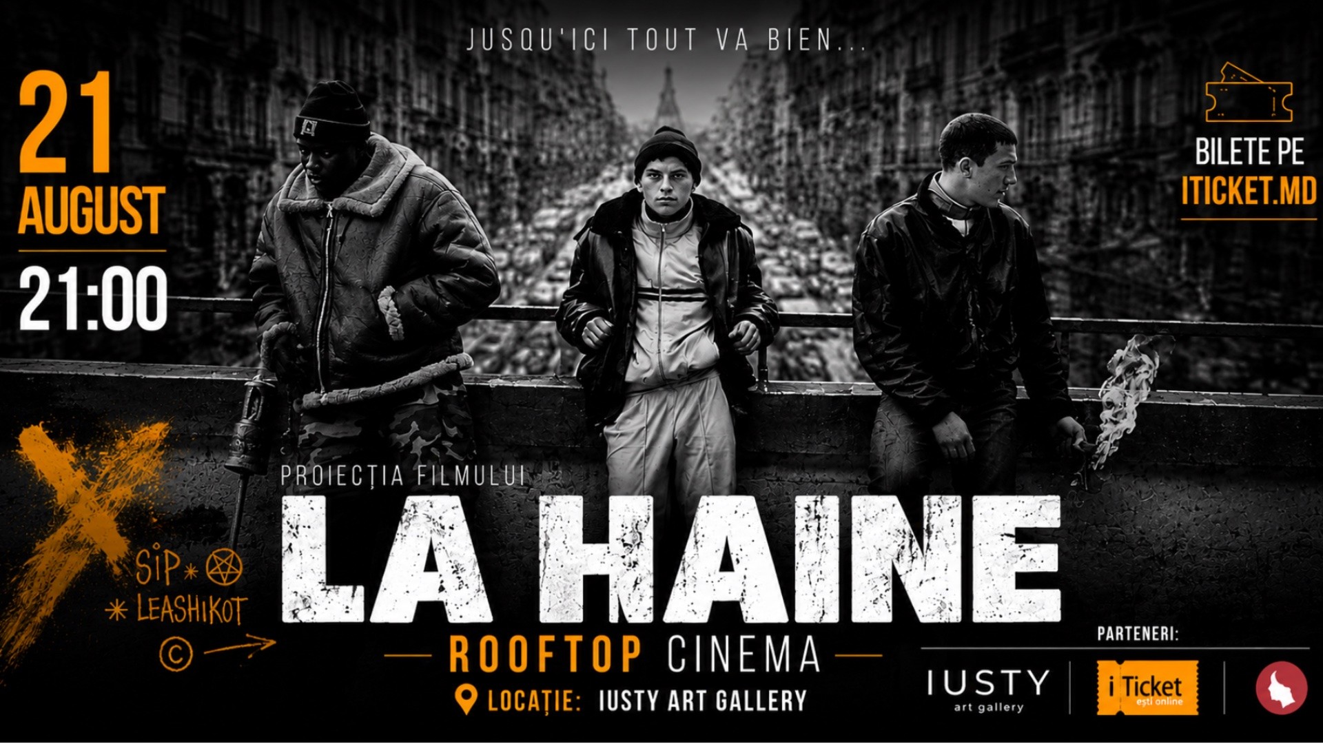 ROOFTOP CINEMA: La Haine pe acoperiș, la Iusty