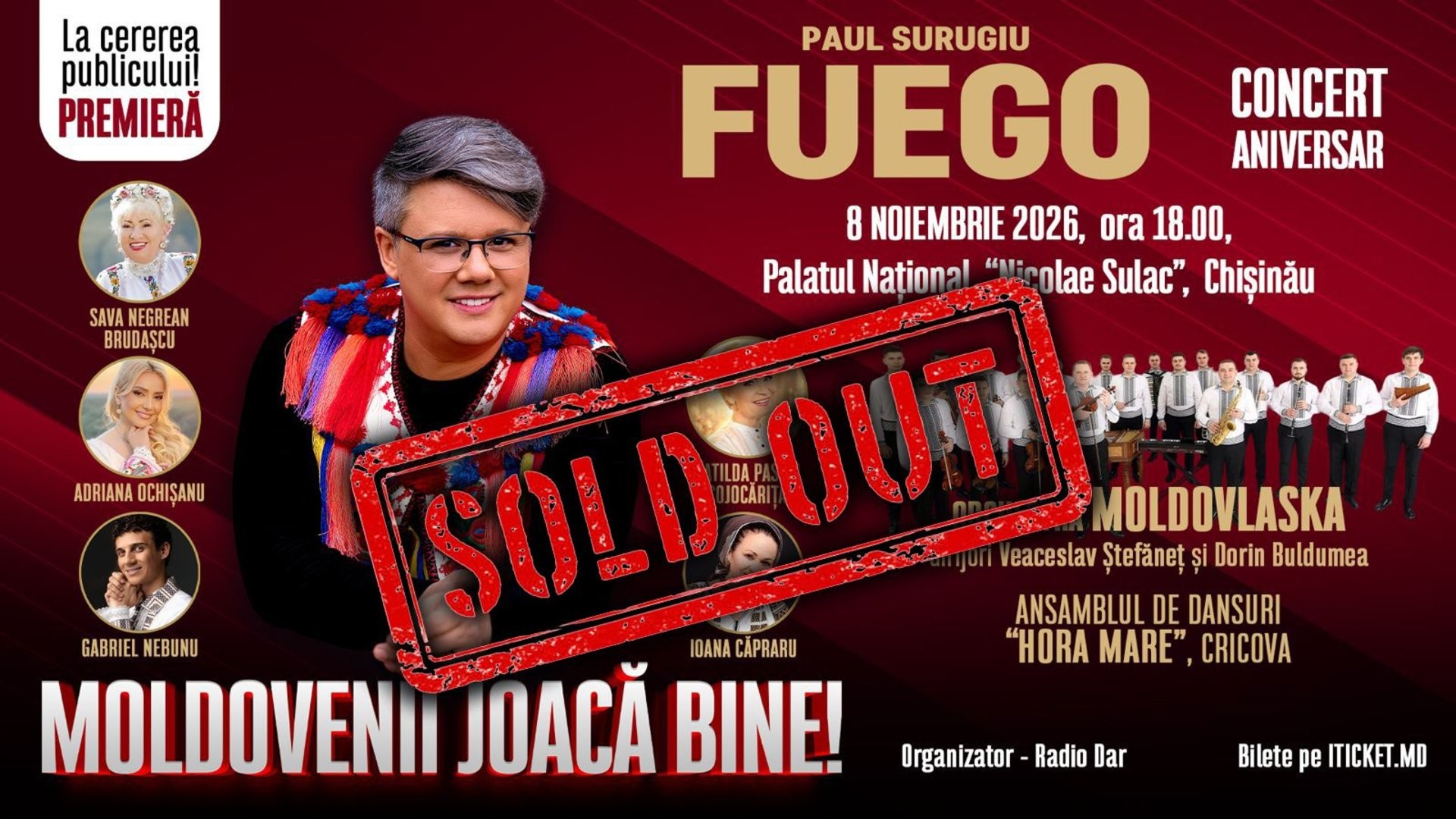 PAUL SURUGIU FUEGO ȘI MOLDOVLASKA – CONCERT ANIVERSAR 50 DE ANI – ”MOLDOVENII JOACĂ BINE!”