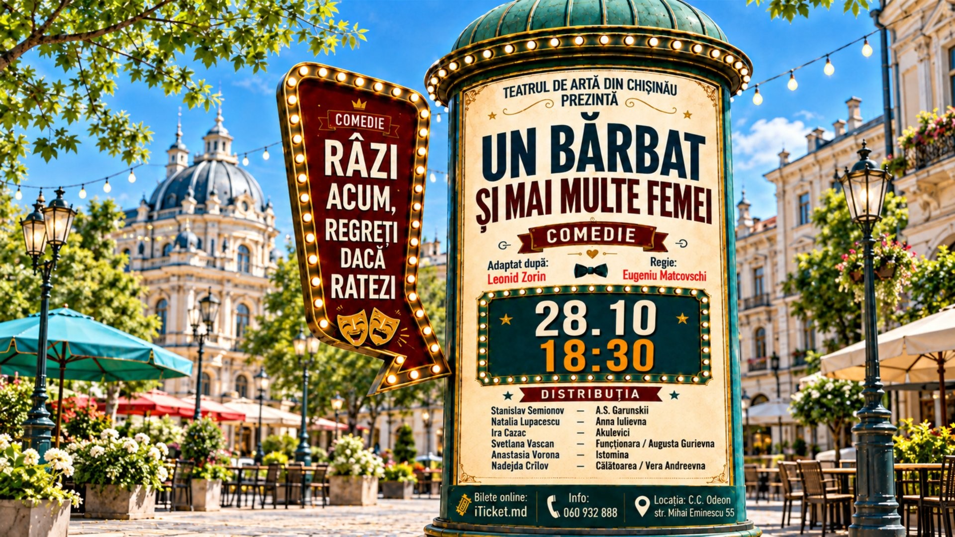 "Un bărbat și mai multe femei” - Spectacol #Comedie - 28 OCTOMBRIE 2026 | 18-30  | TEATRUL DE ARTĂ din CHIȘINĂU | TAC