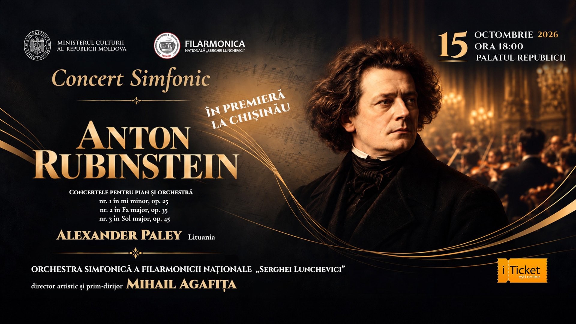 PREMIERĂ la Chișinău - Anton Rubinstein - Primele 3 concerte pentru pian