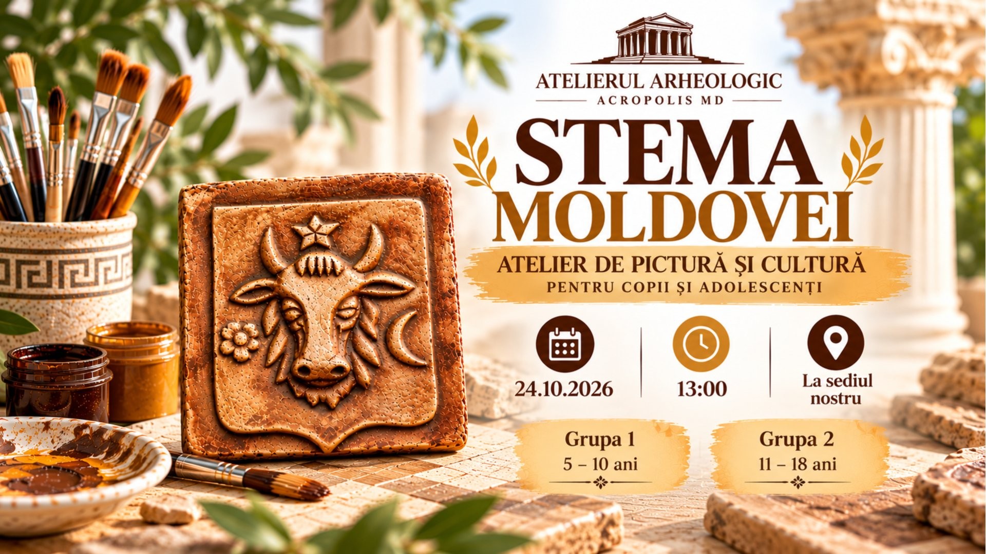 Atelier de pictură si cultură: STEMA MOLDOVEI  (pentru copii și adolescenți)