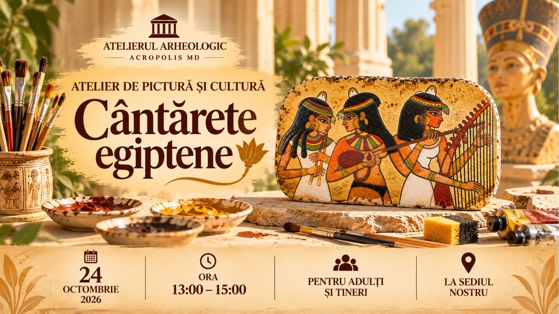 Atelier de pictură si cultură: CĂNTĂREȚE EGIPTENE (pentru tineri și adulți)