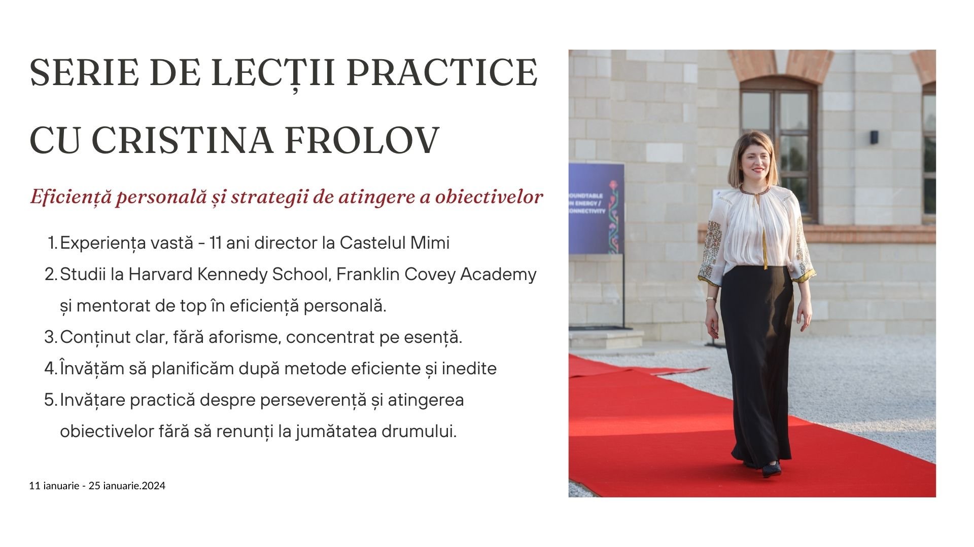 Serie de lecții practice cu Cristina Frolov