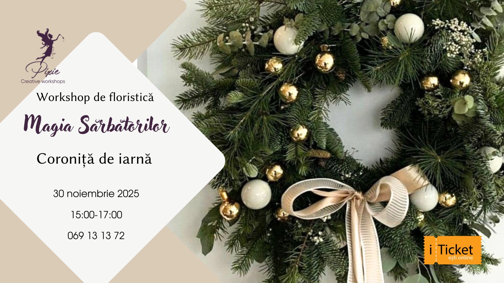 Workshop de floristică: Coronița de Crăciun