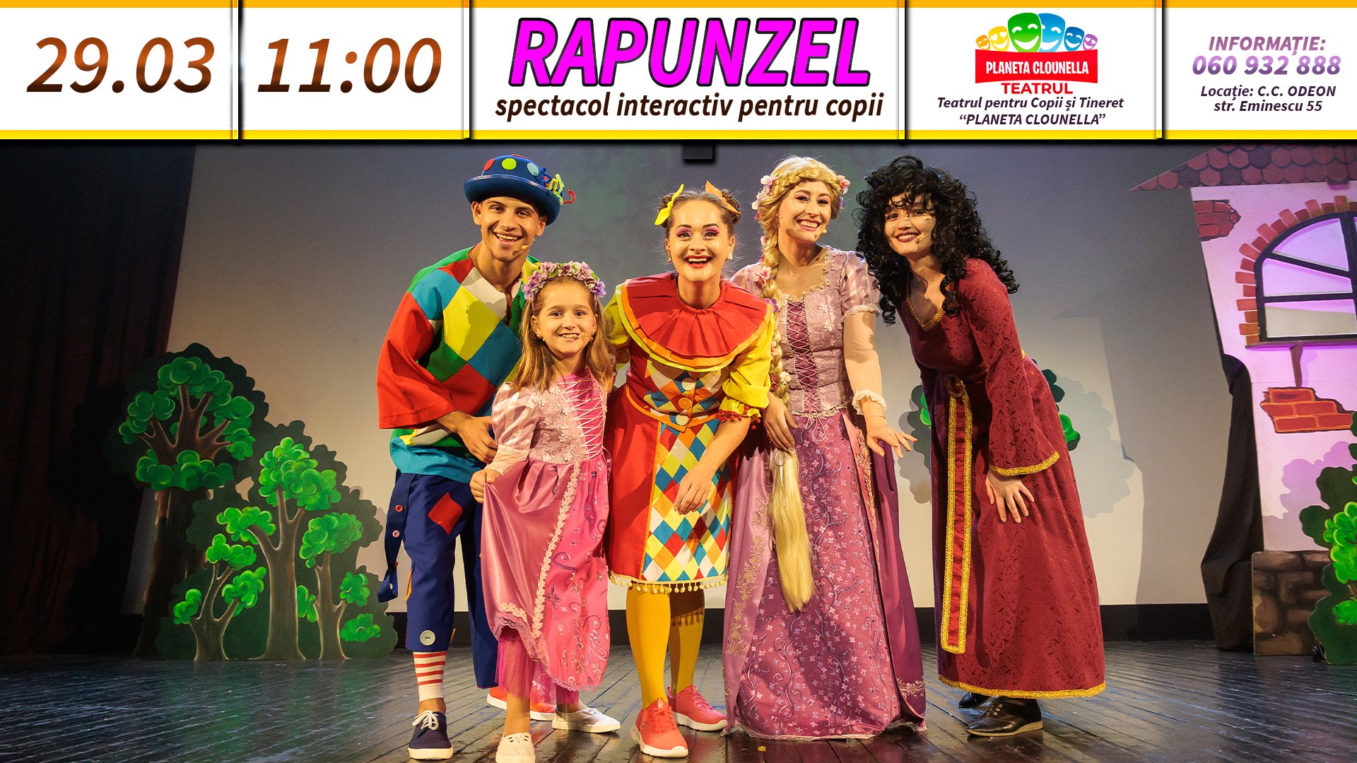 Rapunzel - Spectacol Interactiv pentru Copii | Teatrul Planeta Clounella | 29 MARTIE 2025 | 11-00  