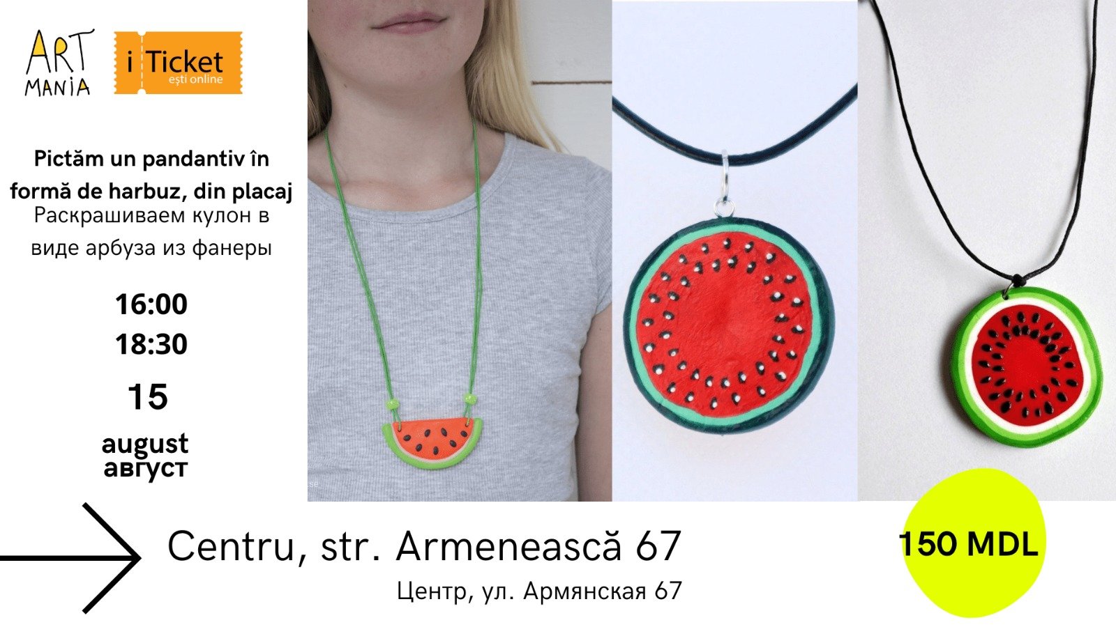 Atelier creativ – Pictăm un pandantiv în formă de harbuz!