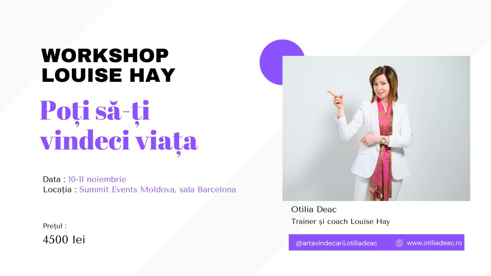 Workshop Louise Hay: Poți să-ți vindeci viața