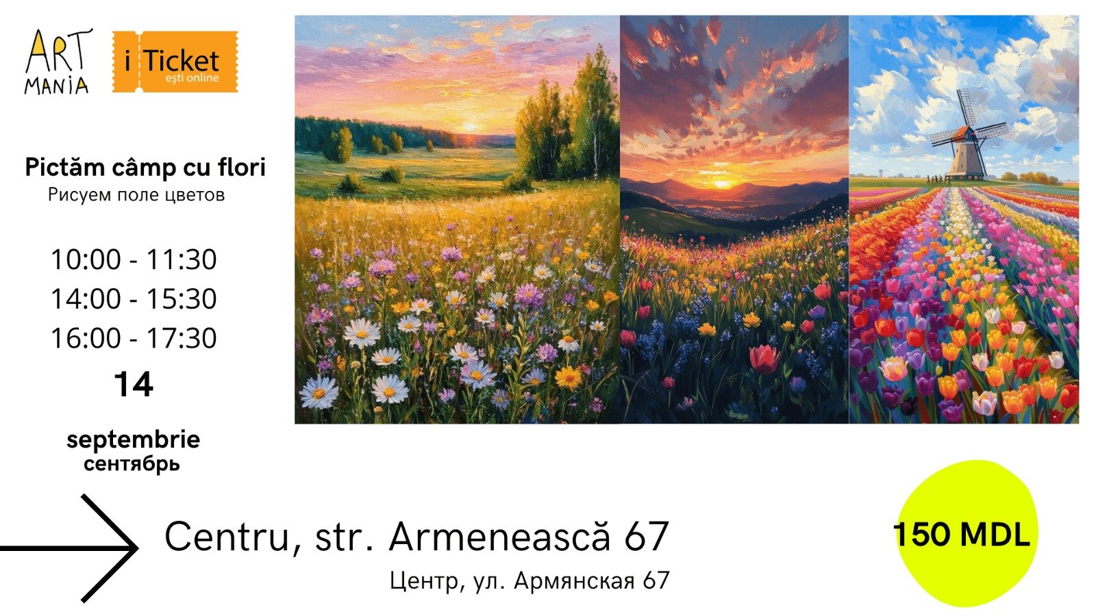  Pictăm câmp floral – Atelier de pictură cu acril pe hârtie 