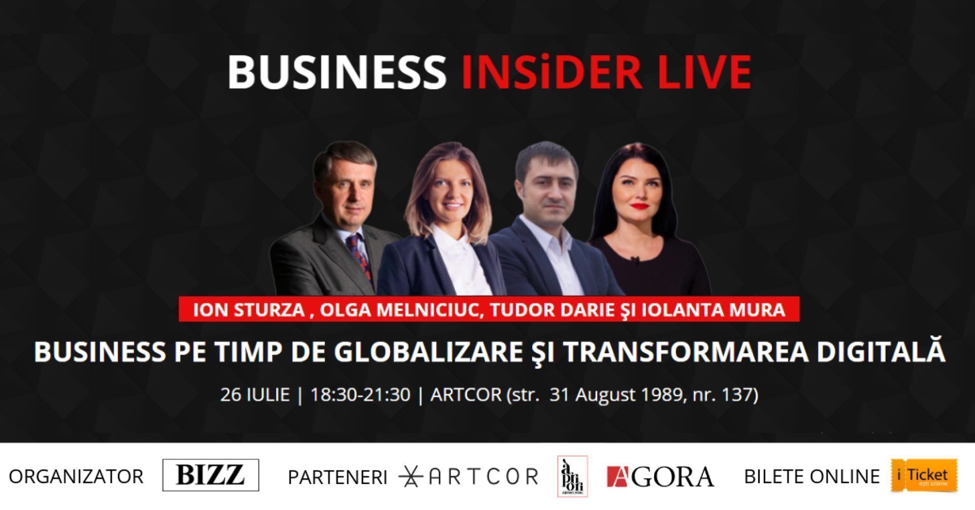 BUSINESS INSiDER LIVE cu Ion Sturza, Olga Melniciuc, Tudor Darie si Iolanta Mura