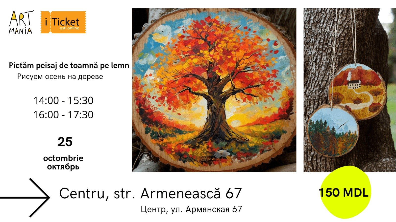 Pictăm pe lemn – peisaj de toamnă