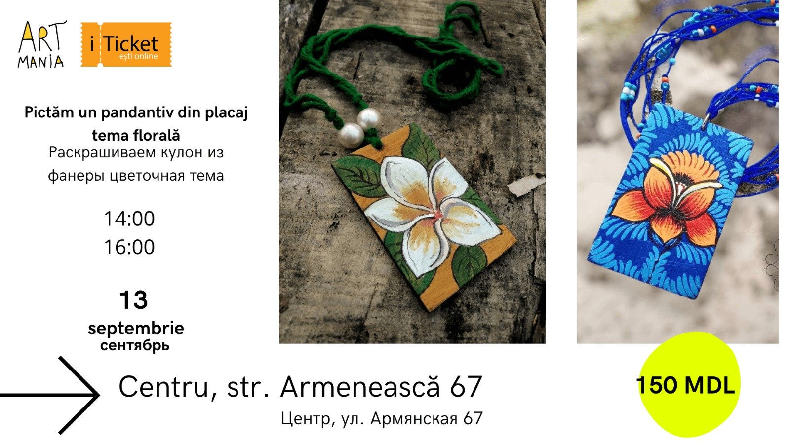 Atelier creativ: Pictăm un pandantiv din placaj cu temă florală!