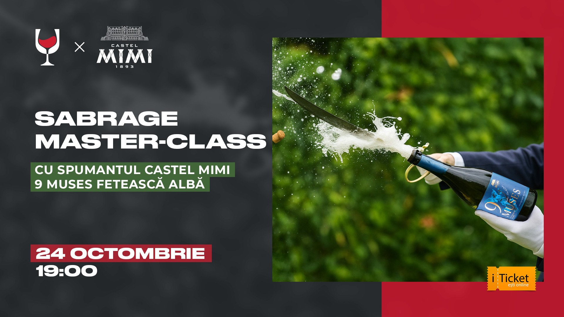 Sabrage Master-Class cu Spumantul Castel Mimi “9 Muses Fetească Albă”