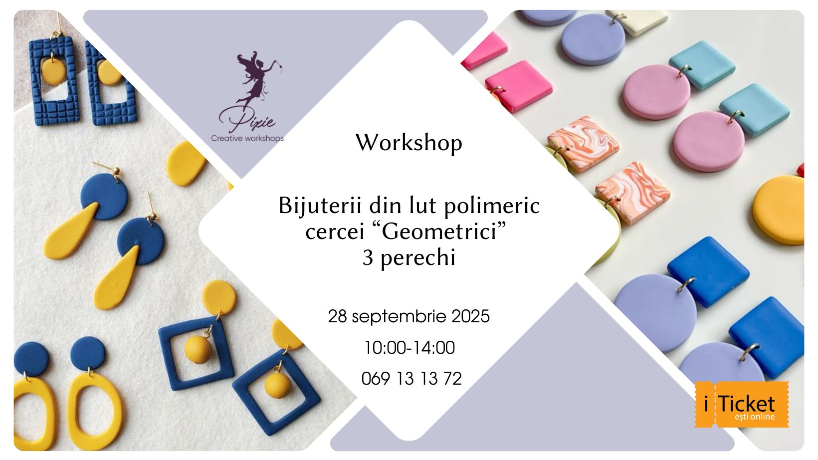 Workshop - Bijuterii din lut polimeric cercei "Geometrici"