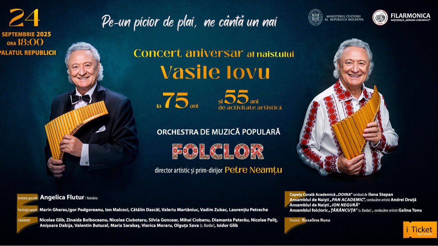 Concert Aniversar al naistului Vasile Iovu la 75 ani de viața și 55 ani de activitate artistică
