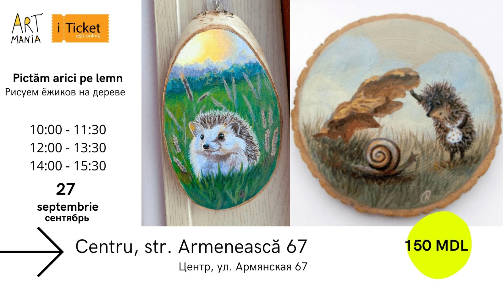 Pictăm arici pe lemn – Atelier creativ pentru toate vârstele 