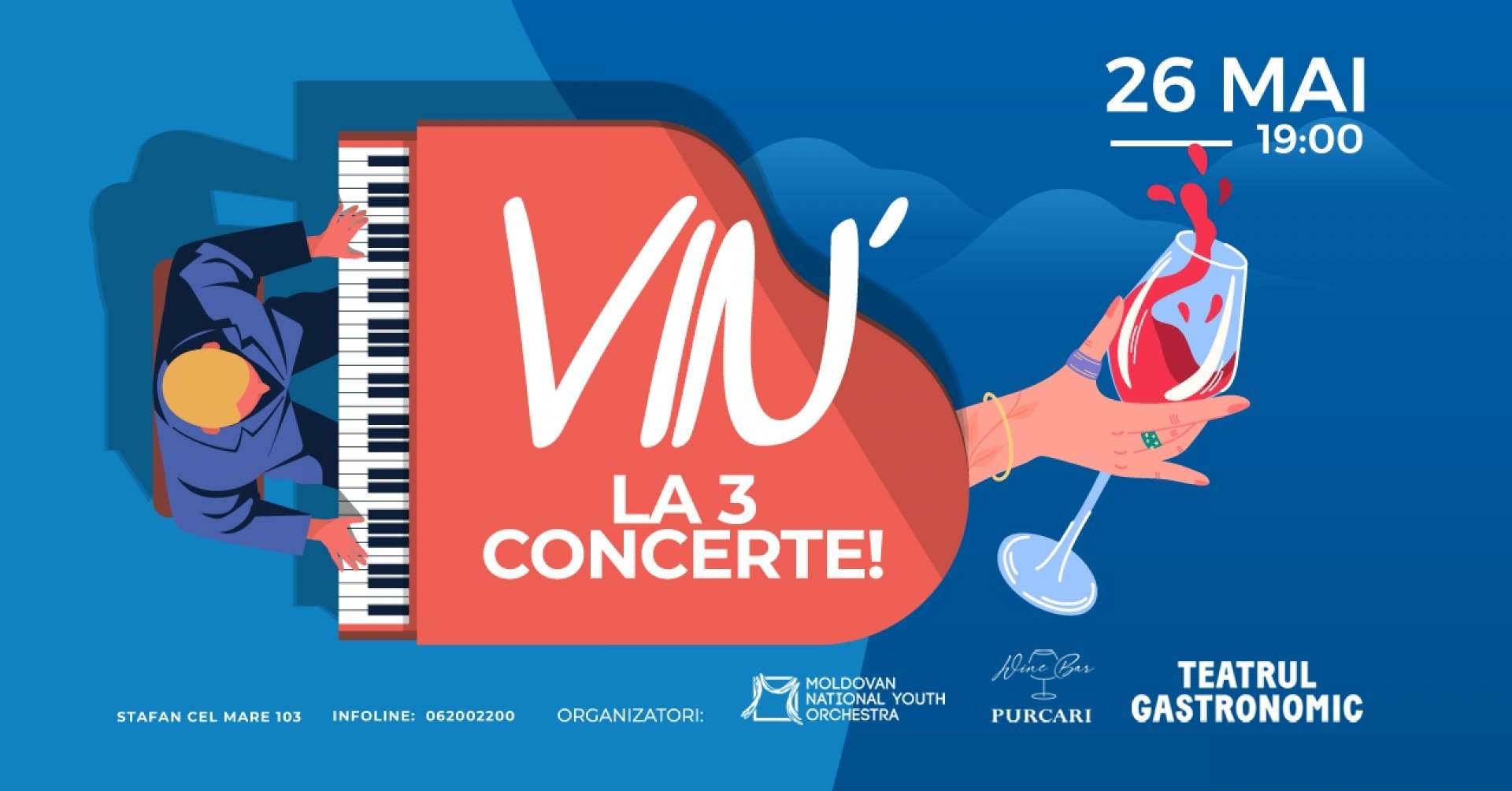 Vin’ la trei concerte!